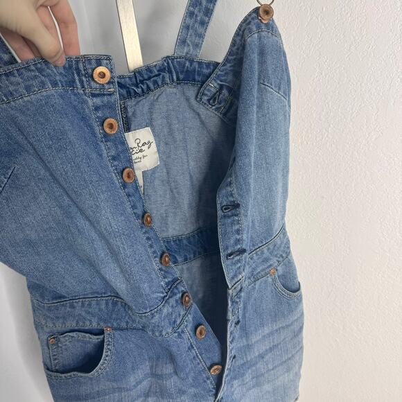 American Rag Short Overalls Shortalls Denim Rag Button Front Size 5 Indie - Picture 6 of 7
